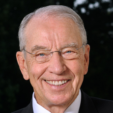Black and white headshot of Iowa Republican Senate candidate Chuck Grassley not supported by Senate Majority PAC.