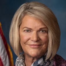 Black and white headshot of Wyoming Republican Senate candidate Cynthia Lummis not supported by Senate Majority PAC.