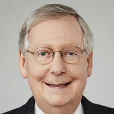 Black and white headshot of Kentucky Republican Senate candidate Mitch McConnell not supported by Senate Majority PAC.
